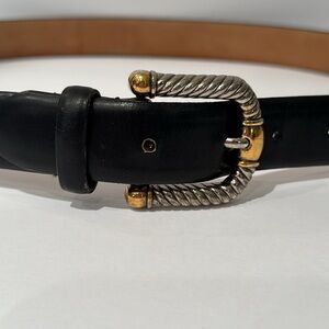 WCM Italian Belt Genuine Calfskin Black Gold Belt Sz L